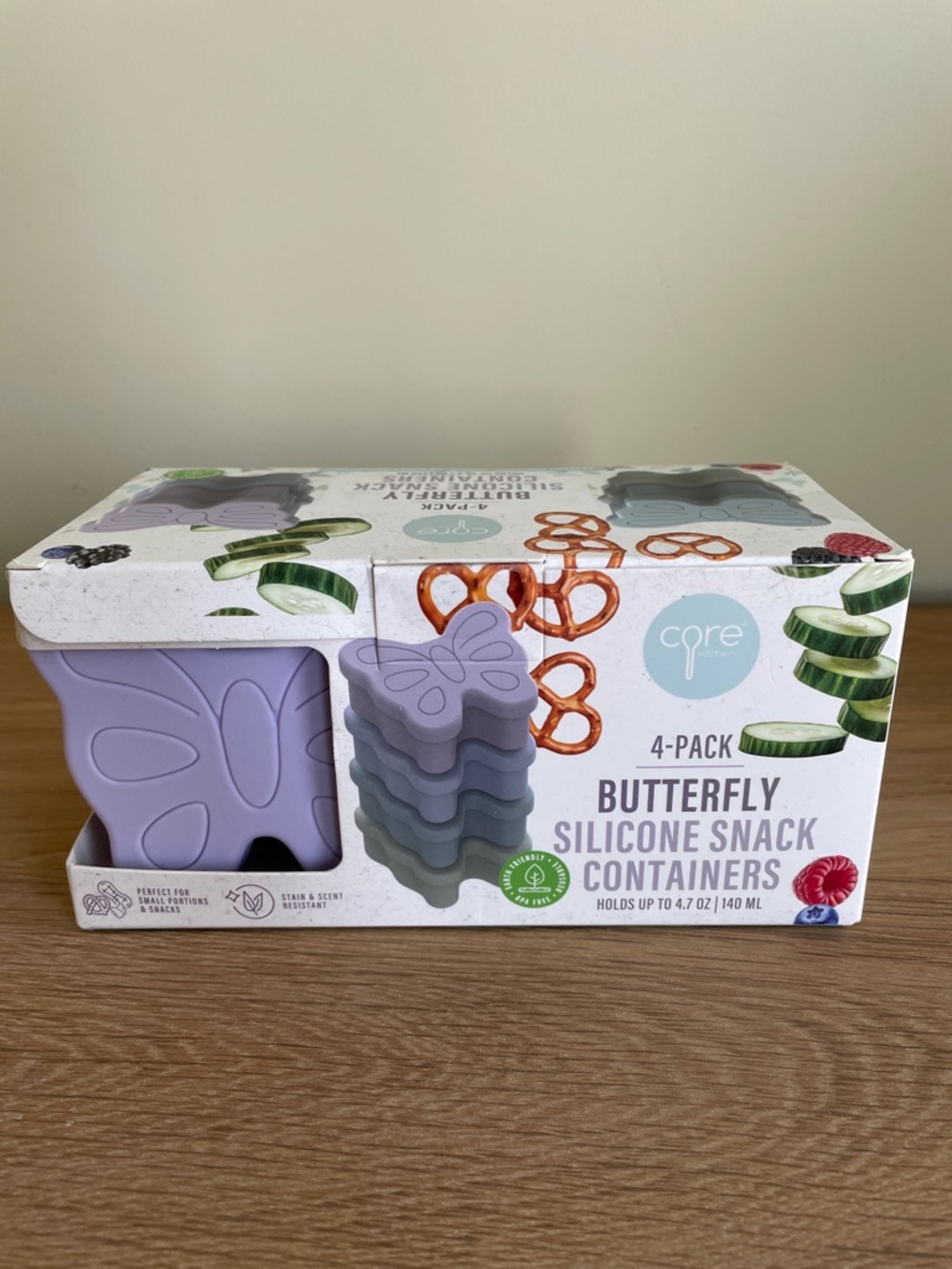 CORE KITCHEN BUTTERFLY SILICONE SNACK CONTAINERS 4-Pack (140ml / 4.7oz)